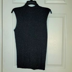 Black with Silver shimmer Sleeveless turtleneck